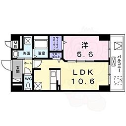 グラドアーレミゼ 1LDKの間取図画像