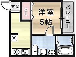 プログレス尼崎 1Kの間取図画像