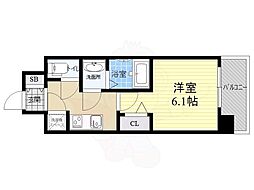 レジュールアッシュアーバンゲート 1Kの間取図画像
