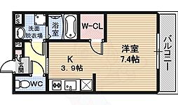 シャルムコート 1階1DKの間取り