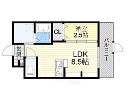 ジーイーオンズ 1階1LDKの間取り