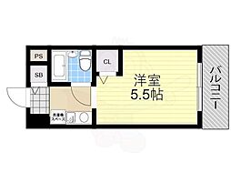 南海高野線 浅香山駅 徒歩9分の賃貸マンション 5階1Kの間取り
