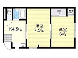 下村マンション 2DKの間取図画像