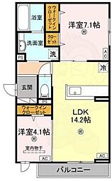 パサログランデ北長尾 3階2LDKの間取り