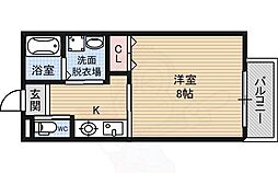 ロイヤルコート津久野 1Kの間取図画像