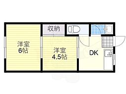 川崎マンション 2Kの間取図画像