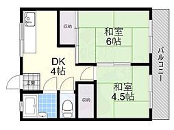 福本マンション 2Kの間取図画像