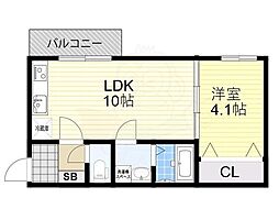 エフスタイル浜寺石津町西3号館 1LDKの間取図画像