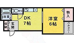 ロイヤルコート七番館 1DKの間取図画像