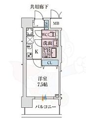 スプランディッド堺東DUE 1Kの間取図画像