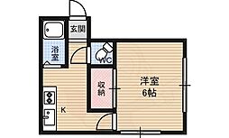 戎マンション 1Kの間取図画像