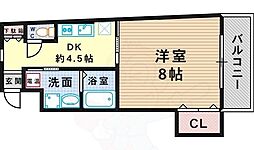 ウイングなかもず 1DKの間取図画像