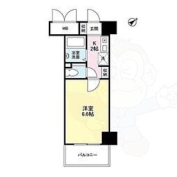 ボンシェール堺 1Kの間取図画像
