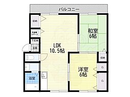 パナハイツキタヨB棟 2LDKの間取図画像