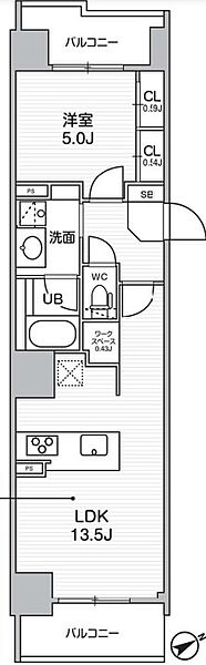 シーズンフラッツ武蔵小山 802｜東京都品川区荏原４丁目(賃貸マンション1LDK・8階・43.24㎡)の写真 その2