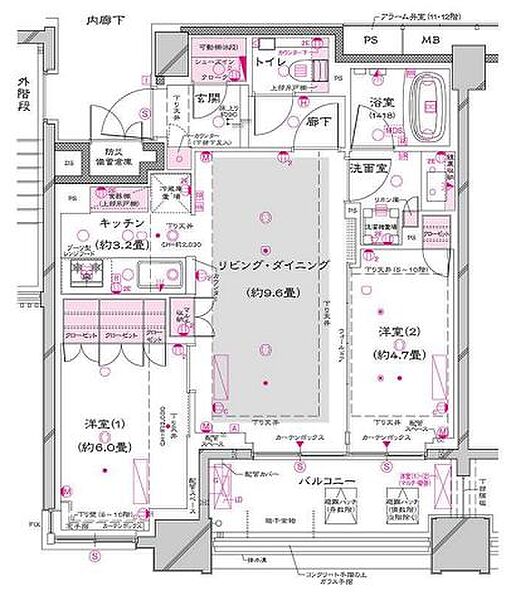 オーパスレジデンス銀座イースト 305｜東京都中央区築地７丁目(賃貸マンション2LDK・3階・55.38㎡)の写真 その2