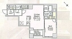 アイルプレミアム月島 7階1LDKの間取り