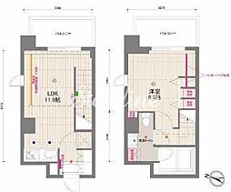 ドゥーエ月島 10階1LDKの間取り