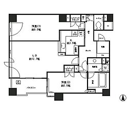 パークサイド・ウイングス 10階2LDKの間取り