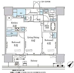 晴海フラッグ ポートビレッジ B棟（HARUMI FLAG） 10階2LDKの間取り