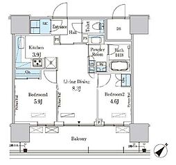 晴海フラッグ ポートビレッジ B棟（HARUMI FLAG） 9階2LDKの間取り