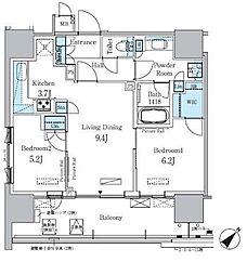 晴海フラッグ ポートビレッジ B棟（HARUMI FLAG） 3階2LDKの間取り