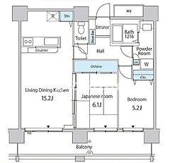 セルリアンホームズ勝どき 25階2LDKの間取り