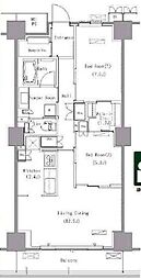 パークアクシス豊洲 5階2LDKの間取り