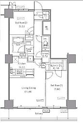 パークアクシス豊洲 17階2LDKの間取り