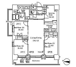 パークアクシス辰巳ステージ 4階3SLDKの間取り