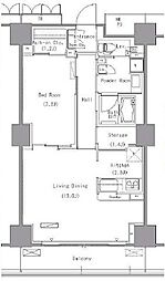 パークアクシス豊洲 3階1LDKの間取り