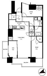 プラウドタワー東雲キャナルコート 28階3LDKの間取り