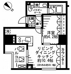レジディア勝どき 12階1LDKの間取り