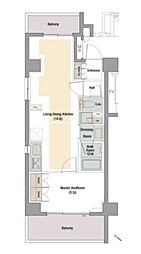 ラグゼナ勝どき 6階1LDKの間取り