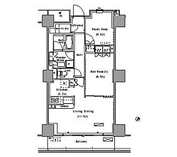 パークアクシス豊洲 13階1SLDKの間取り