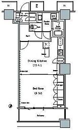 THE TOKYO TOWERS MID TOWER 28階1LDKの間取り