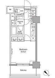 ザ・パークハビオ月島フロント 6階1Kの間取り