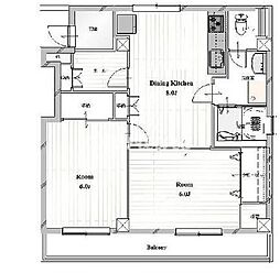 勝どき第三関根ビル 6階2LDKの間取り
