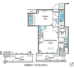パークアクシス豊洲キャナル 16階1LDKの間取り