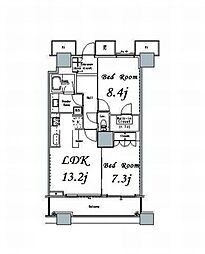 THE TOKYO TOWERS MID TOWER 26階2LDKの間取り