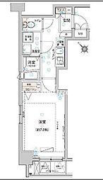 ハーモニーレジデンス月島 4階1Kの間取り