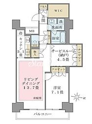 ブリリアイスト東雲キャナルコート 10階1SLDKの間取り