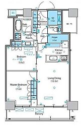 パークアクシス豊洲キャナル 3階2LDKの間取り