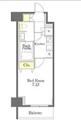 ディームス勝どき 3階1Kの間取り