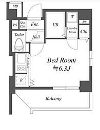 コスモリード月島 5階ワンルームの間取り