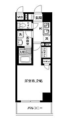 レクレドール豊洲 2階1Kの間取り