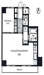 月島ホームズ 12階1LDKの間取り