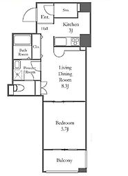 リバーシティ21イーストタワーズ2 1LDKの間取図画像
