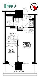 ブランズタワー豊洲 1LDKの間取図画像