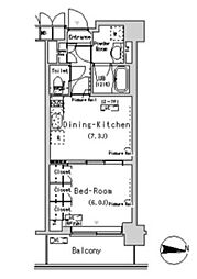 ParkAxis辰巳STAGE 1DKの間取図画像